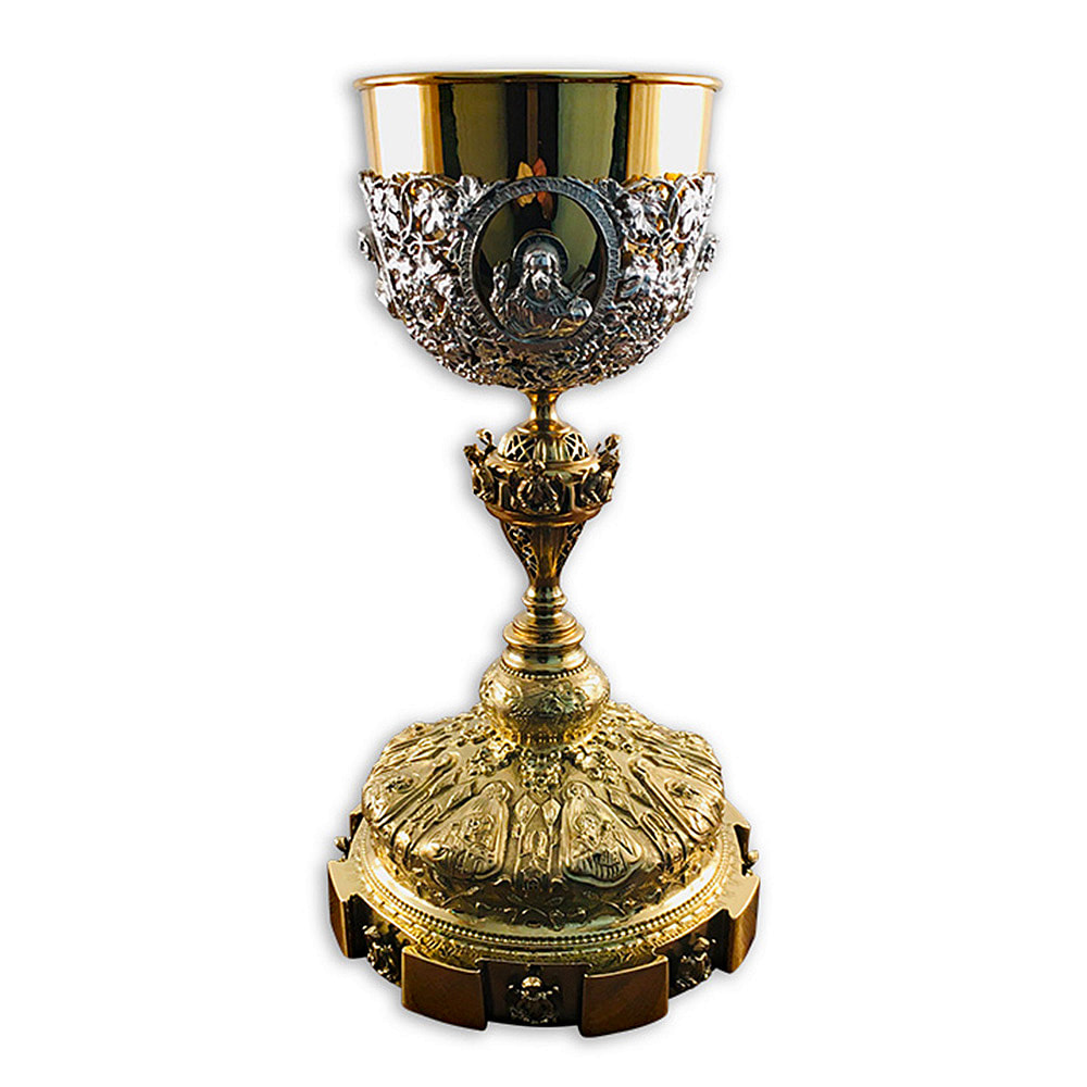 Antique sterling silver chalice adorned with 24k gold plating, restored by Chelsea Plating Company, showcasing precise craftsmanship and a revived splendor that symbolizes the art of antique restoration.